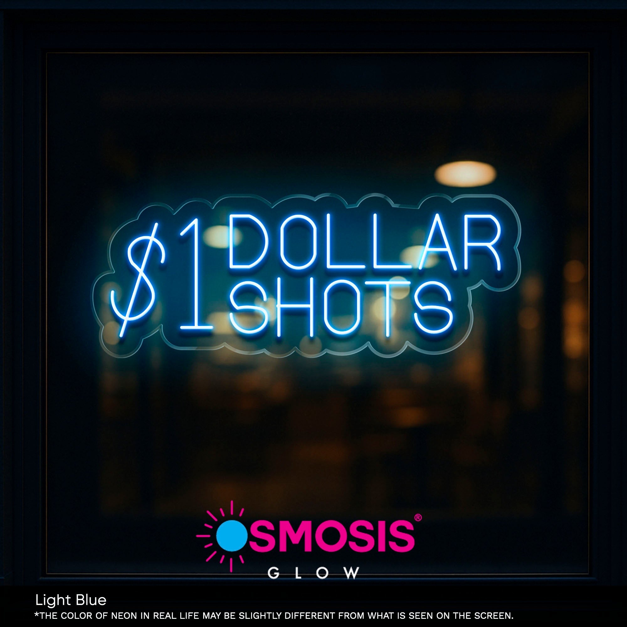 1 Dollar Shots neon sign