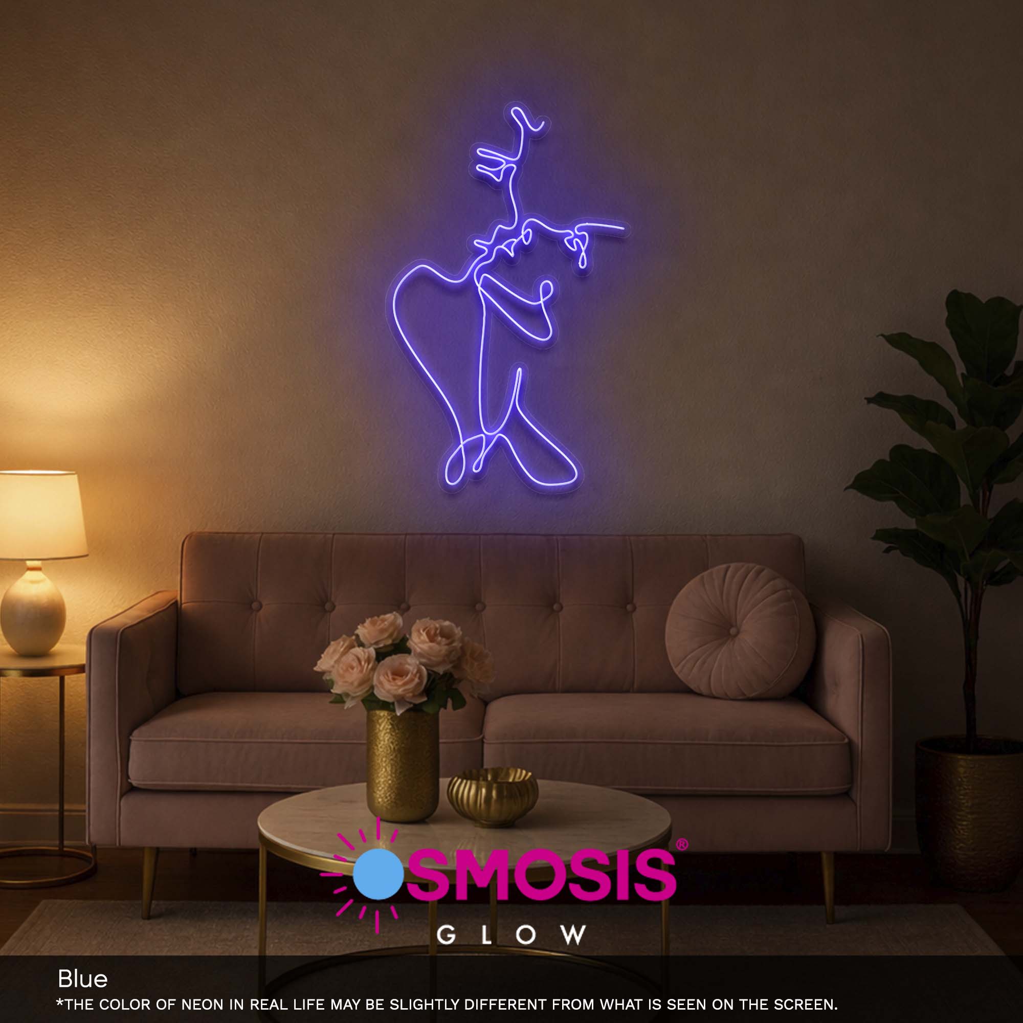 Couple kissing line art led neon sign