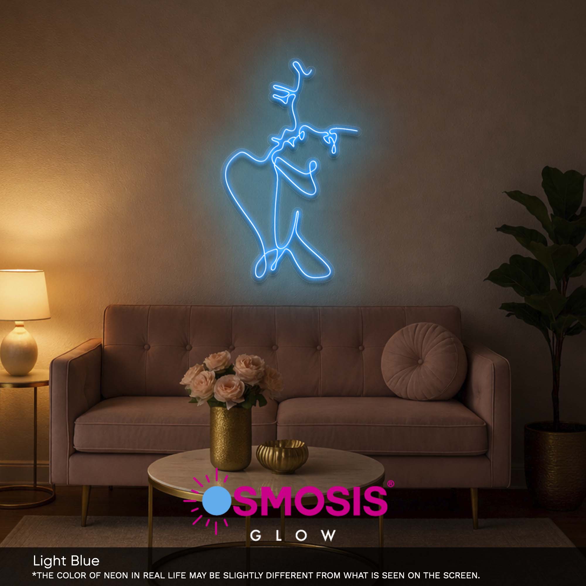 Couple kissing line art led neon sign