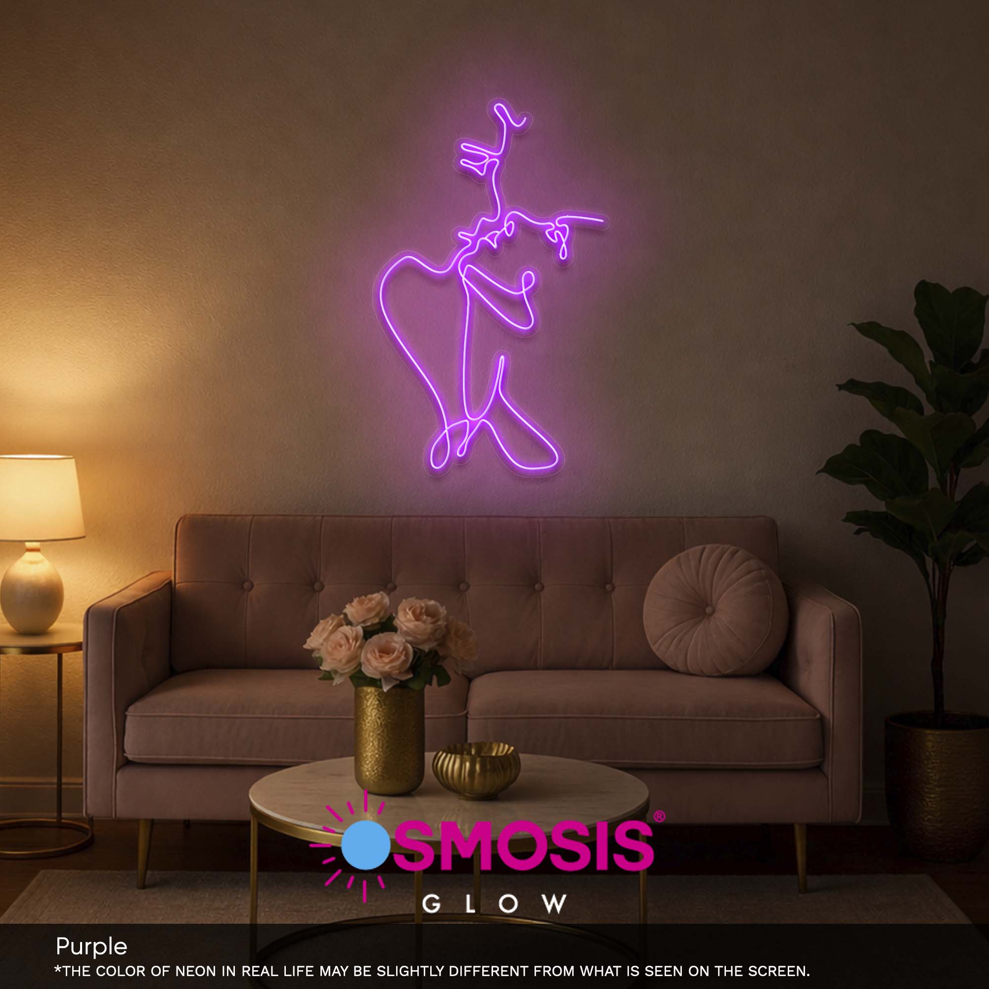 Couple kissing line art led neon sign